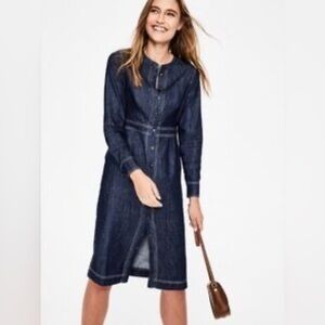Boden Women’s Denim Shirt Dress Size 6L Classic Preppy Casual Timeless Office